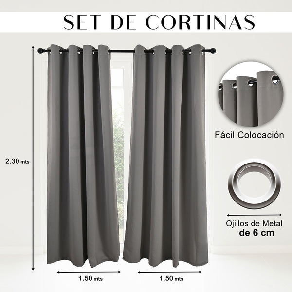 Cortinas Blackout Premium Labba, Azul Marino, 3x2.3 metros, 2 paneles