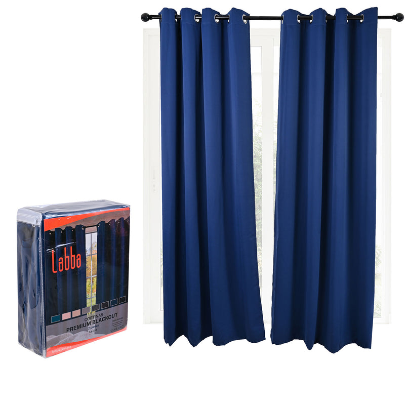 Cortinas Blackout Premium Labba, Azul Marino, 3x2.3 metros, 2 paneles