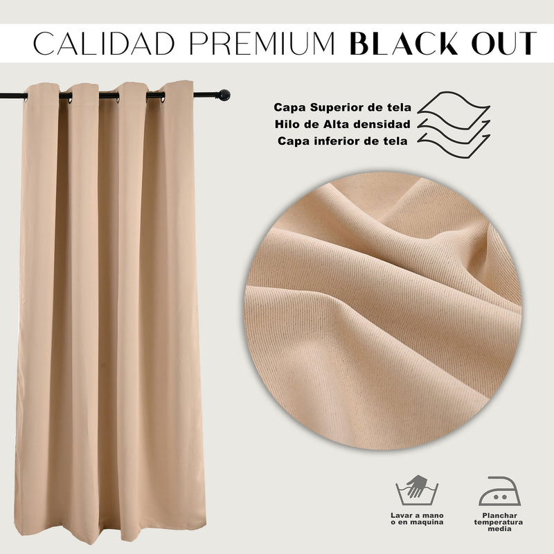 Cortinas Blackout Premium Labba, Beige, 3x2.3 metros, 2 paneles