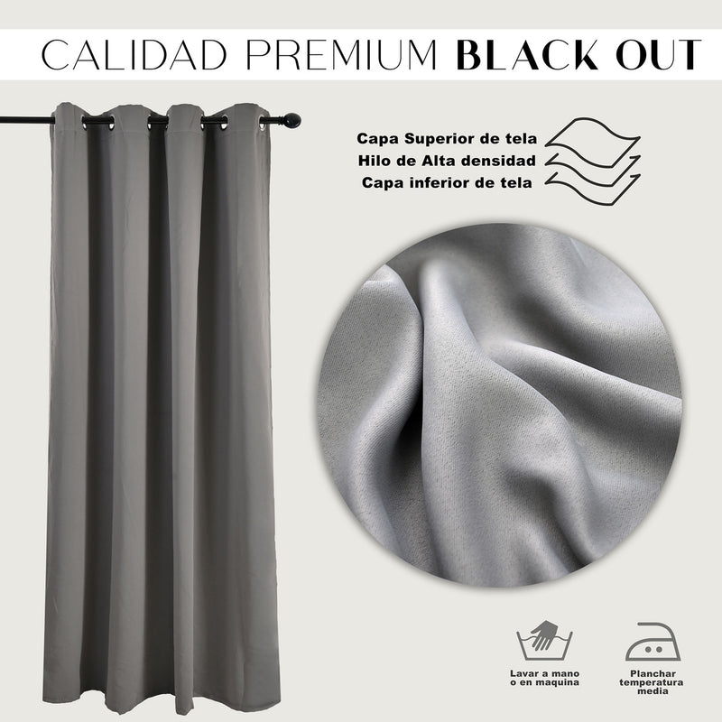 Cortinas Blackout Premium Labba, Gris, 3x2.3 metros, 2 paneles