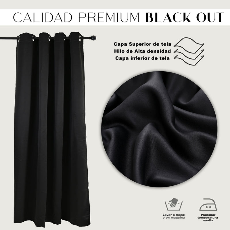 Cortinas Blackout Premium Labba, Negro, 3x2.3 metros, 2 paneles