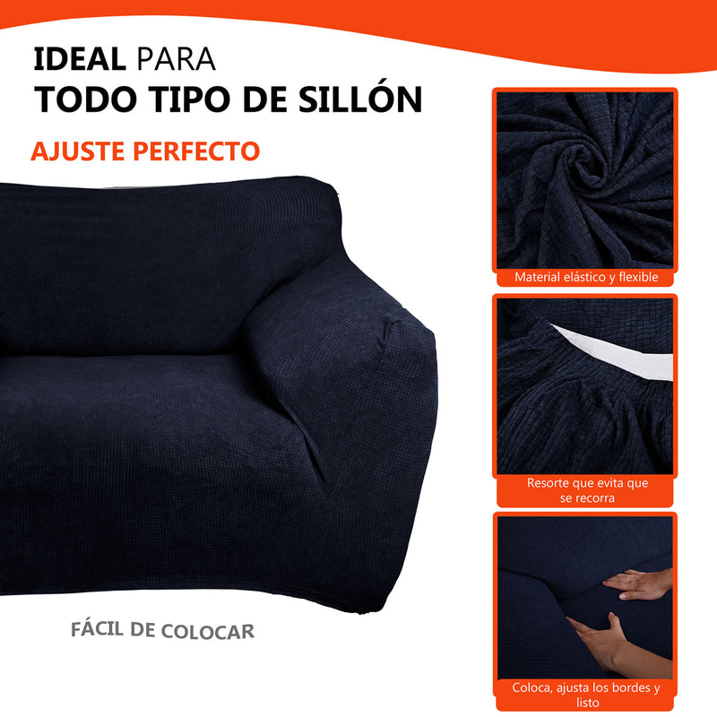 Protectores ajustables de sillón LABBA | Set de 3 piezas elásticas color Azul Marino