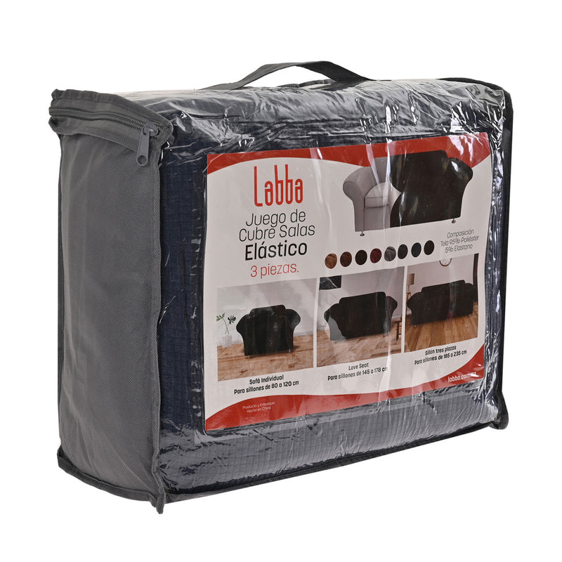 Protectores ajustables de sillón LABBA | Set de 3 piezas elásticas color Azul Marino