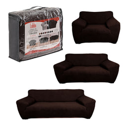 Protectores ajustables de sillón LABBA | Set de 3 piezas elásticas color Chocolate