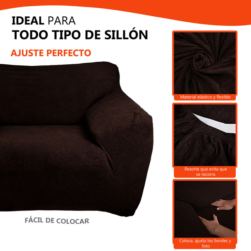 Protectores ajustables de sillón LABBA | Set de 3 piezas elásticas color Chocolate