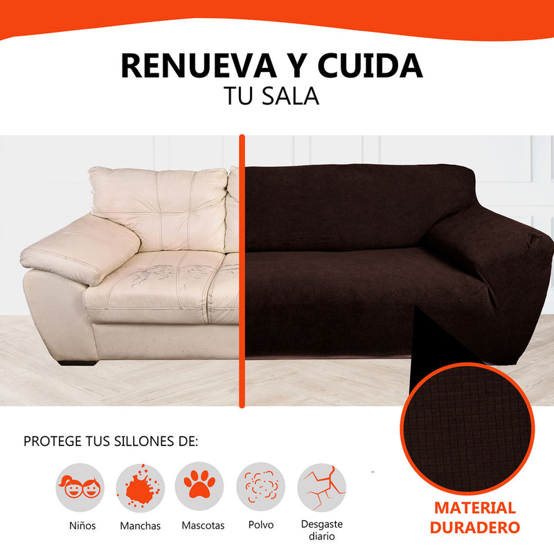 Protectores ajustables de sillón LABBA | Set de 3 piezas elásticas color Chocolate