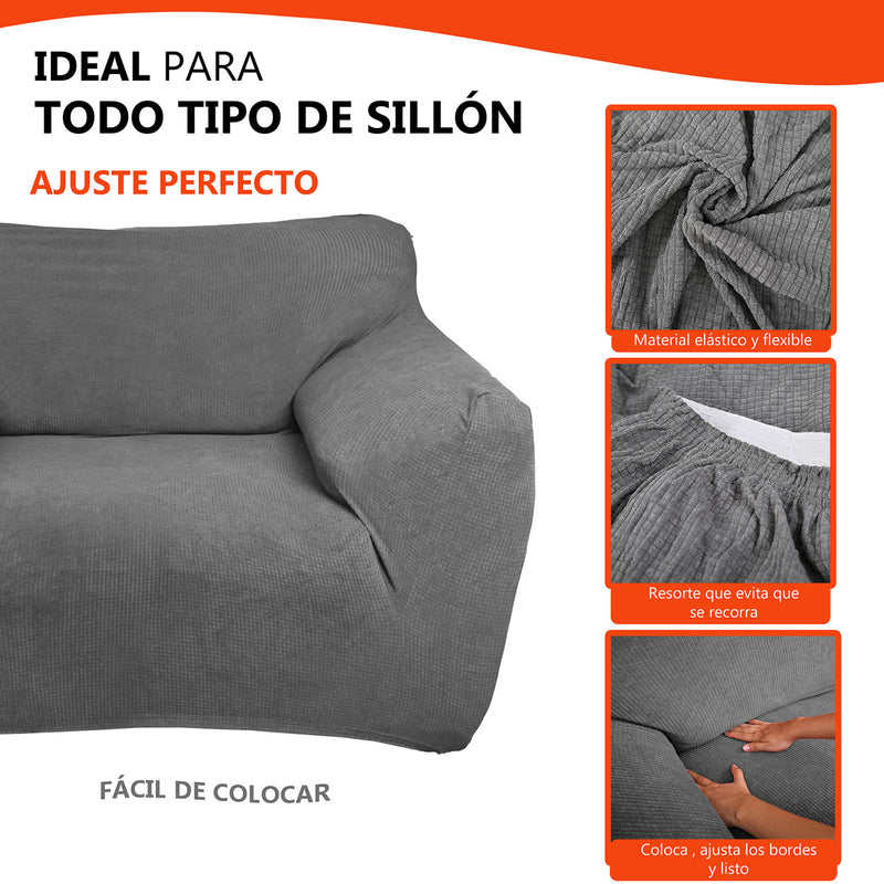 Protectores ajustables de sillón LABBA | Set de 3 piezas elásticas color Gris Claro