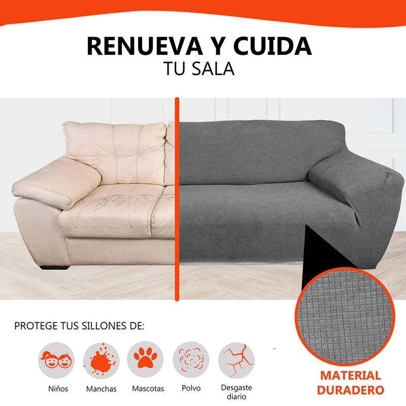 Protectores ajustables de sillón LABBA | Set de 3 piezas elásticas color Gris Claro