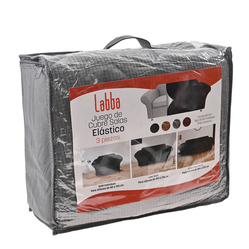 Protectores ajustables de sillón LABBA | Set de 3 piezas elásticas color Gris Claro