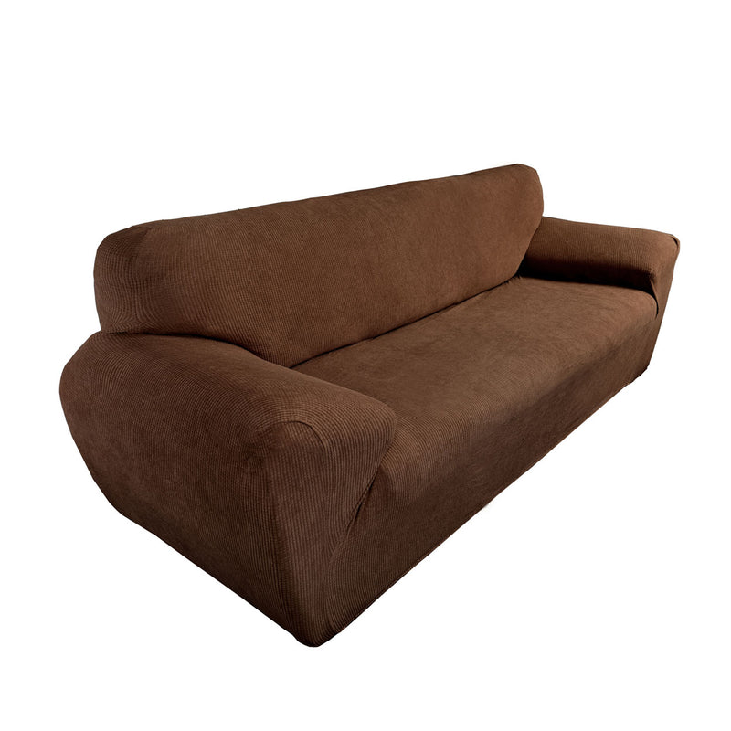 Protectores ajustables de sillón LABBA | Set de 3 piezas elásticas color Marrón Oscuro