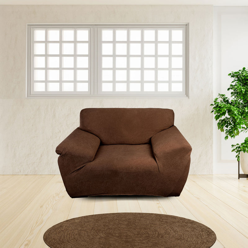 Protectores ajustables de sillón LABBA | Set de 3 piezas elásticas color Marrón Oscuro