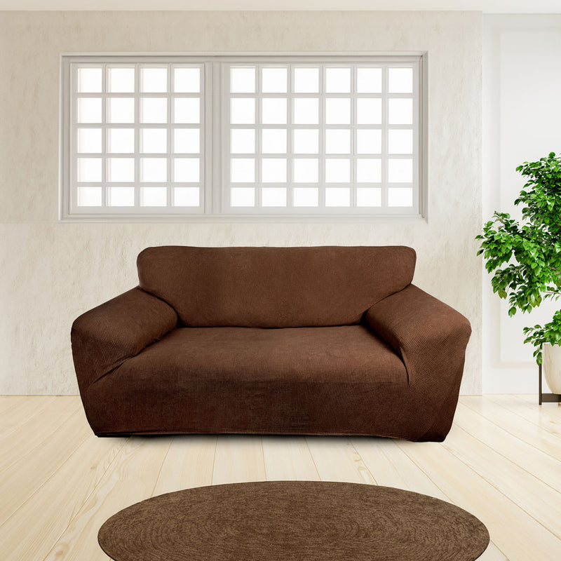 Protectores ajustables de sillón LABBA | Set de 3 piezas elásticas color Marrón Oscuro