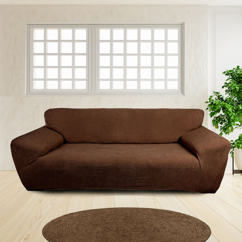 Protectores ajustables de sillón LABBA | Set de 3 piezas elásticas color Marrón Oscuro