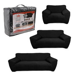 Protectores ajustables de sillón LABBA | Set de 3 piezas elásticas color Negro