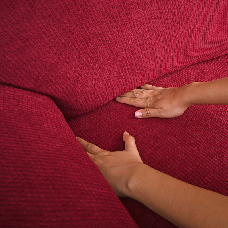 Protectores ajustables de sillón LABBA | Set de 3 piezas elásticas color Rojo vino