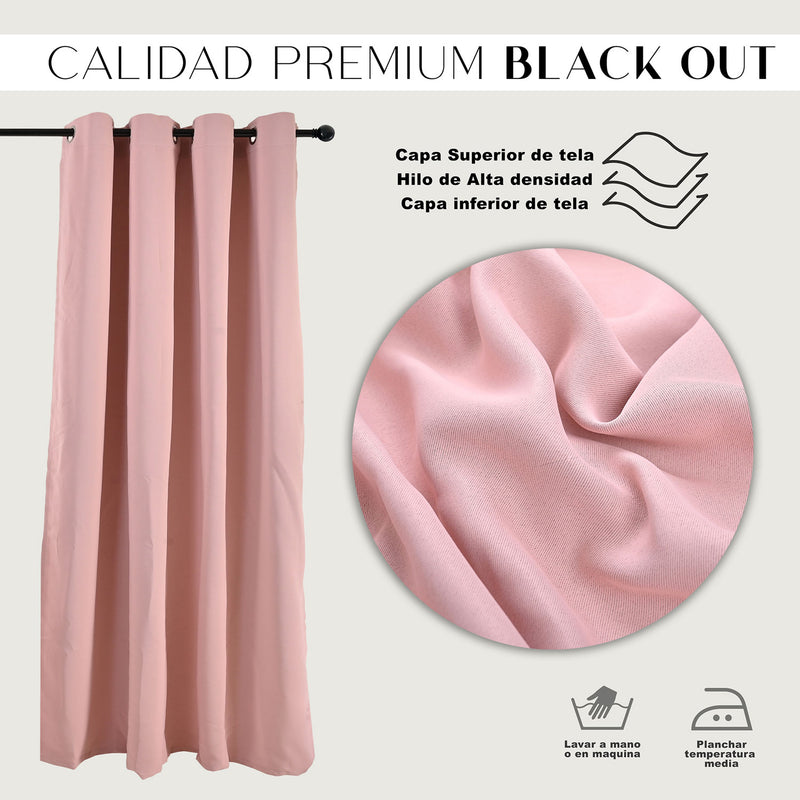 Cortinas Blackout Premium Labba, Rosa, 3x2.3 metros, 2 paneles