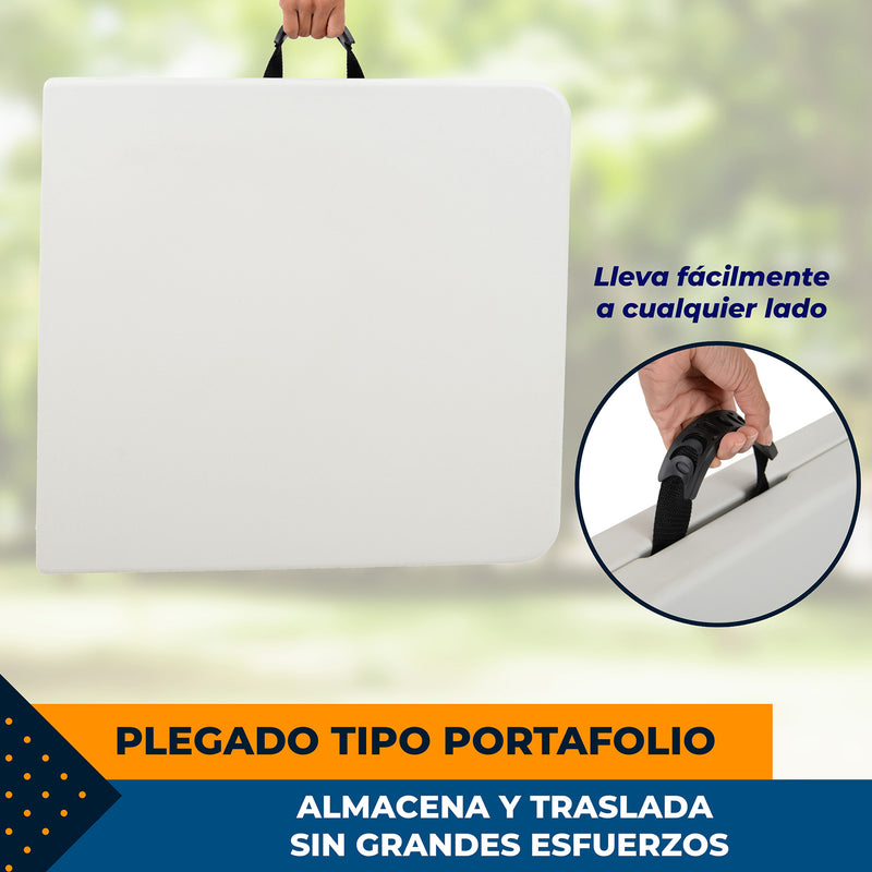 MESA PLEGABLE TIPO JARDIN LABBA DE 1.2m CON ALTURA AJUSTABLE EN 2 POSICIONES