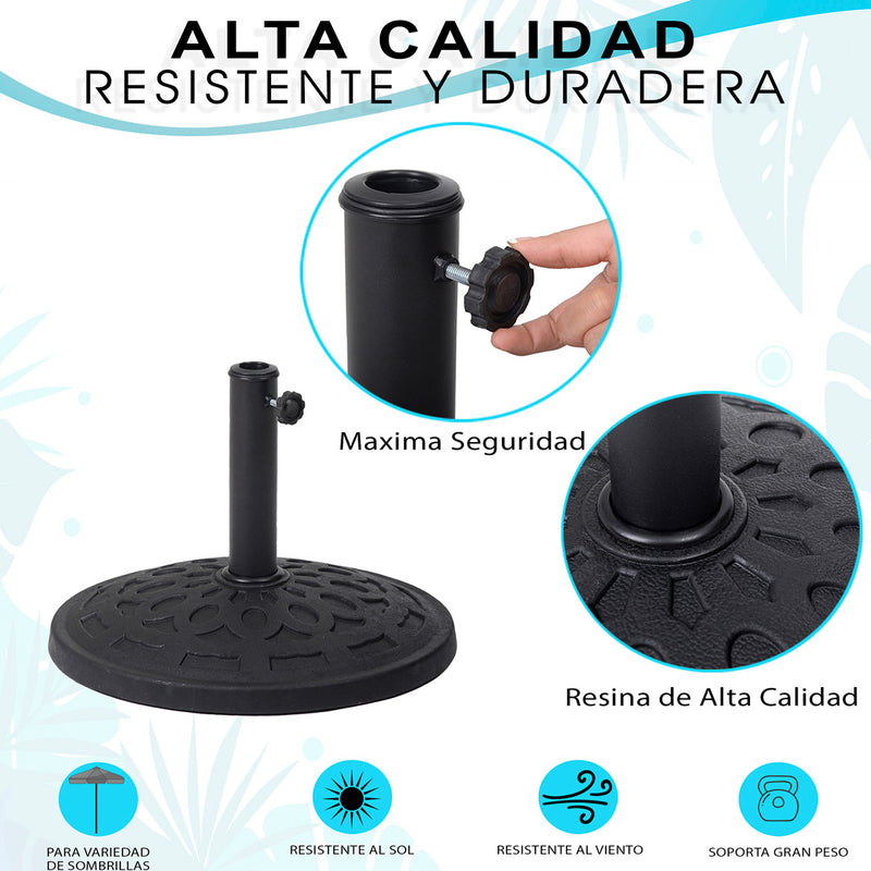 Soporte con base para sombrilla de jardin central