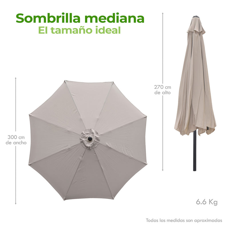 SOMBRILLA PARA JARDÍN Y EXTERIORES CON ÁNGULO DE INCLINACIÓN