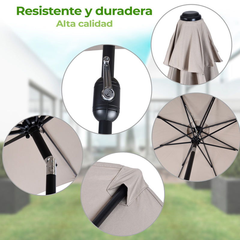 SOMBRILLA PARA JARDÍN Y EXTERIORES CON ÁNGULO DE INCLINACIÓN