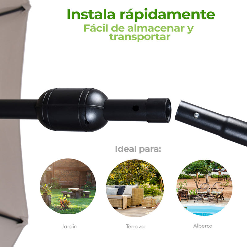 SOMBRILLA PARA JARDÍN Y EXTERIORES CON ÁNGULO DE INCLINACIÓN